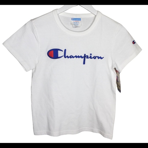 NWT CHAMPION Heritage The Girlfriend Tee With Cap Sleeves & Scoop Neck White XS - Picture 3 of 7